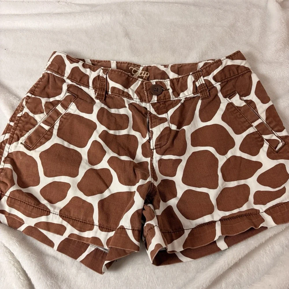 Vintage Gap Kids Giraffe Print‎ Shorts 12R Retro Chino Casual Animal Safari EUC